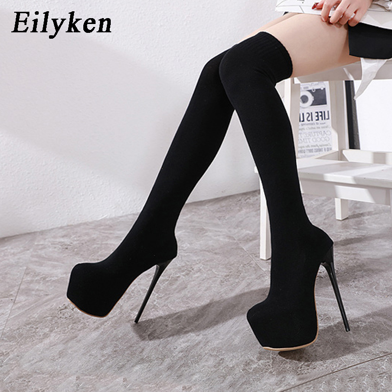 Eilyken 17CM Platform Heels Wo - Knee High Sock Women 评论和价格